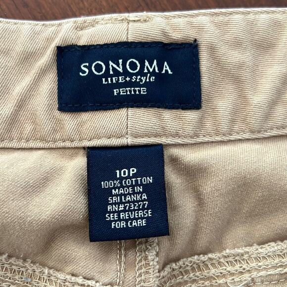 Sonoma Petite 10P Tan Khaki Casual Pants Woman Twill - Picture 3 of 10